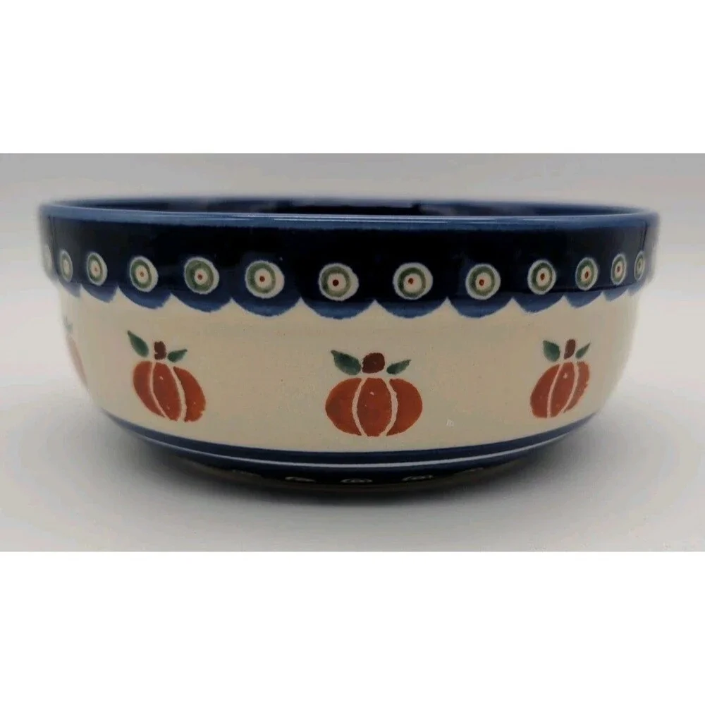 polish pottery boleslawiec Pumpkin Bowl Eyes 7